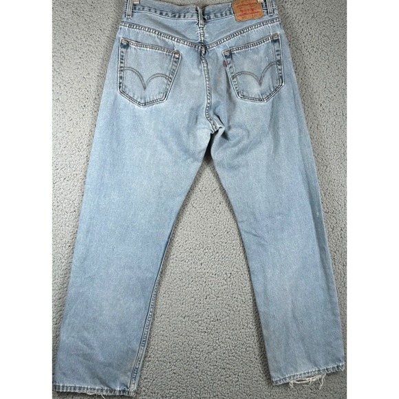 Levis 505 Jeans Mens W34 L30 Light Wash Vintage Made in USA Regular Fit Denim - Picture 3 of 14
